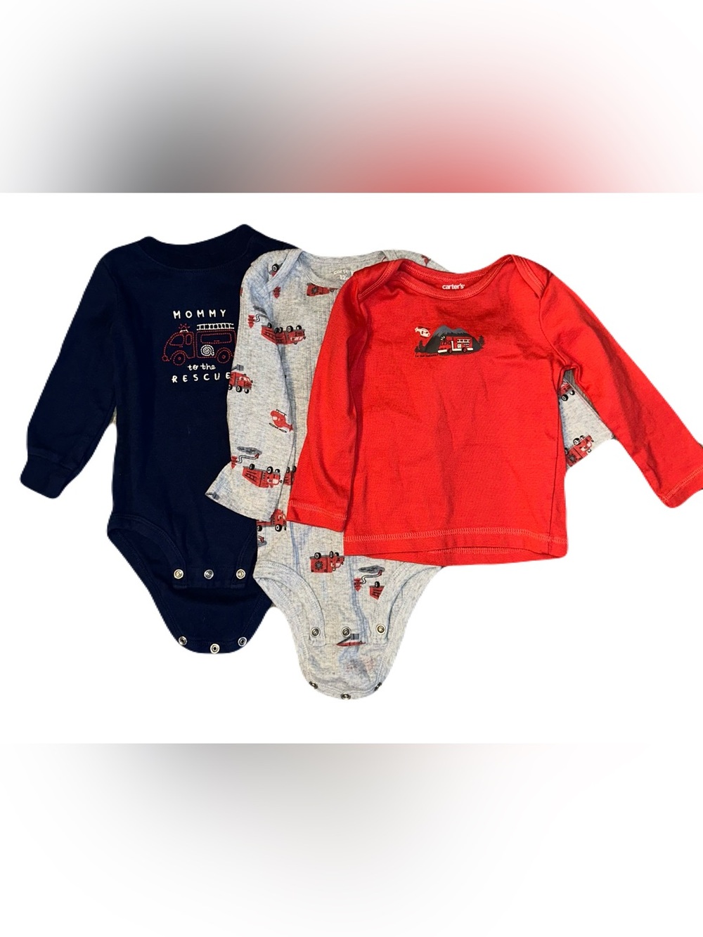 Carter's Toddler Firetruck Set Three Pieces 12m - Red, Navy, Gray